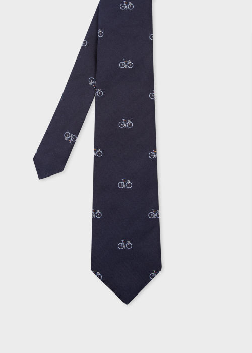 Product View - Men's Navy Silk 'Bicycles' Tie Paul Smith