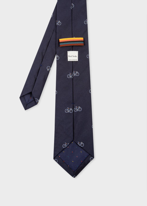 Product View - Men's Navy Silk 'Bicycles' Tie Paul Smith