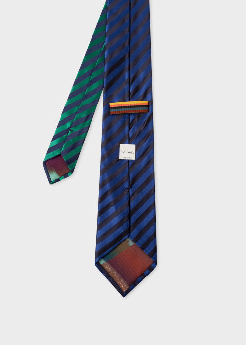 Men's Green and Blue Duo Stripe Tie