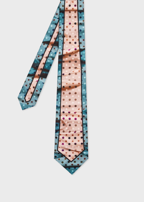 Front View - Polka Dot Contrast Silk Tie Paul Smith