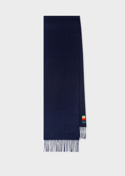 Front view - Dark Navy Cashmere Scarf Paul Smith