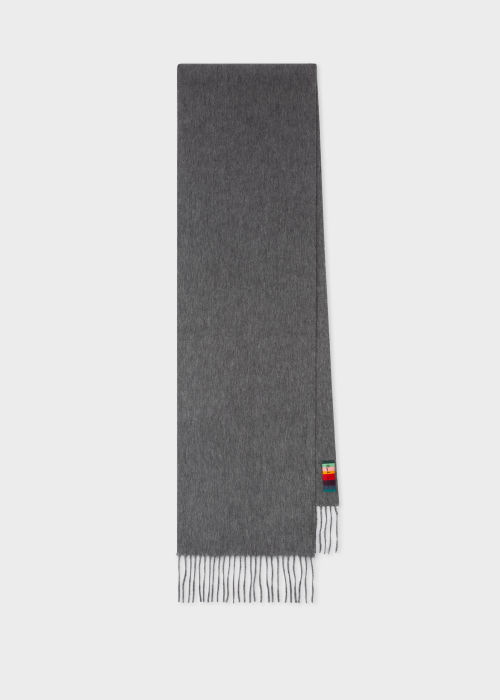 Front view - Slate Grey Cashmere Scarf Paul Smith