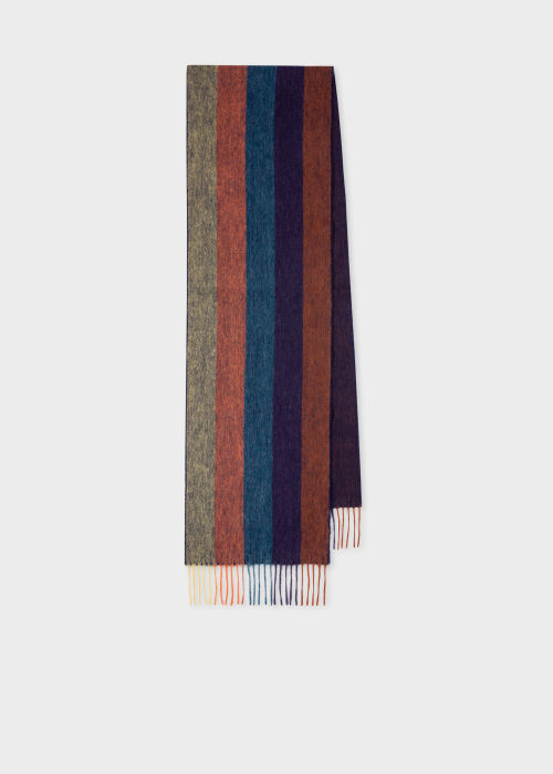 Front View - Muted 'Artist Stripe' Wool-Blend Scarf Paul Smith