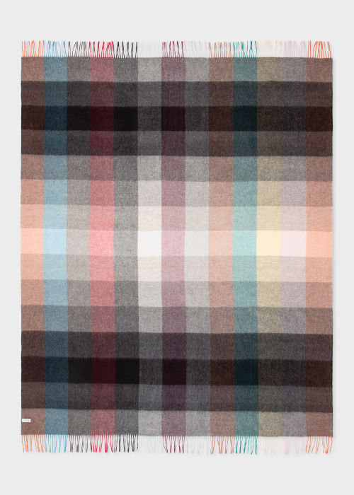 Full View - Signature Grid Cashmere-Blend Blanket Paul Smith