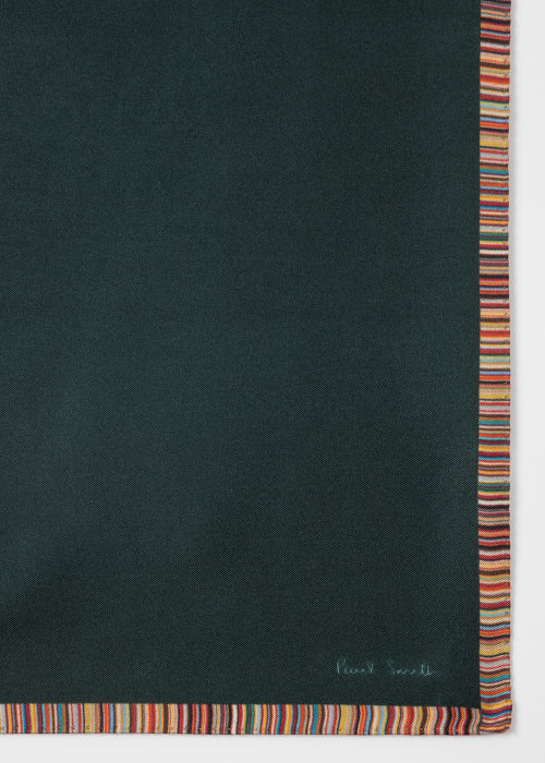 Detail View - Dark Green Signature Stripe Silk Pocket Square Paul Smith