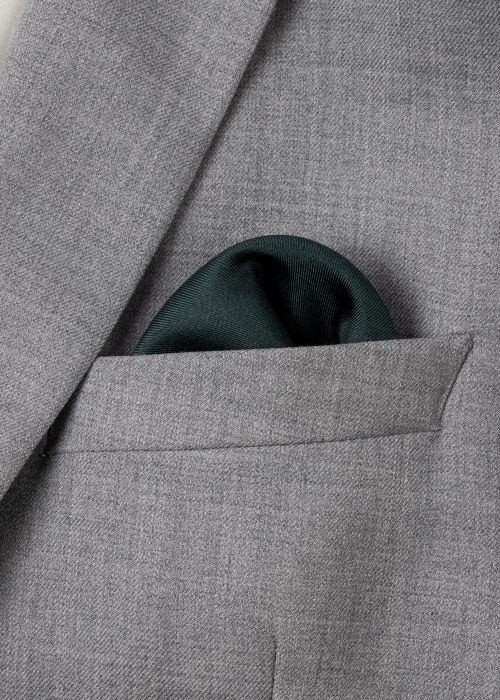 Detail View - Dark Green Signature Stripe Silk Pocket Square Paul Smith