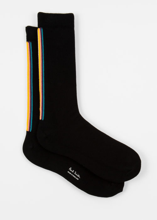 Men's Black Vertical 'Artist Stripe' Socks by Paul Smith