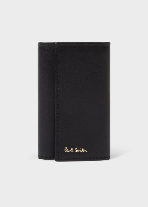 Black Leather 'Signature Stripe' Interior Key Case by Paul Smith