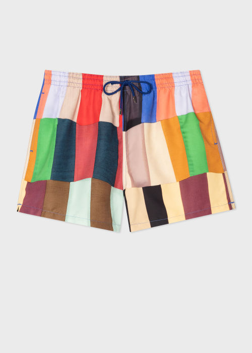 Product view - Men's 'Overlapping Check' Print Swim Shorts Paul Smith