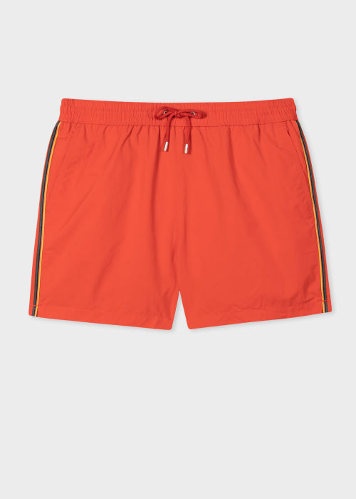 Front View - Red Swim Shorts With 'Artist Stripe' Trim Paul Smith
 