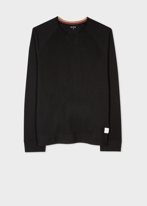 Black Jersey Cotton Long-Sleeve Lounge Top by Paul Smith