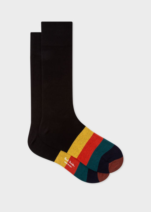 Front view - Men's Black Socks With 'Artist Stripe' Toe Paul Smith