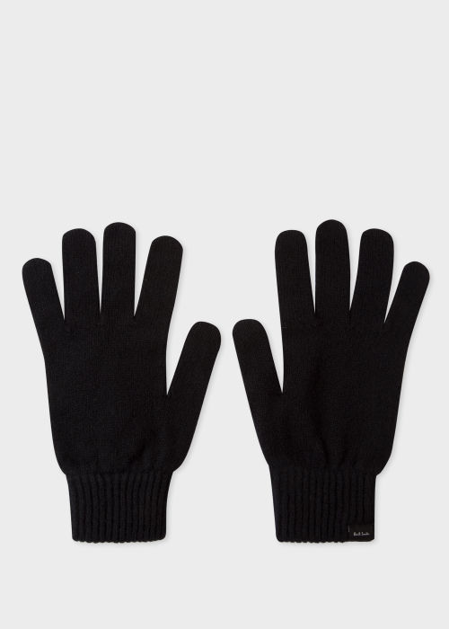 Men's Black Cashmere And Merino Wool Gloves by Paul Smith