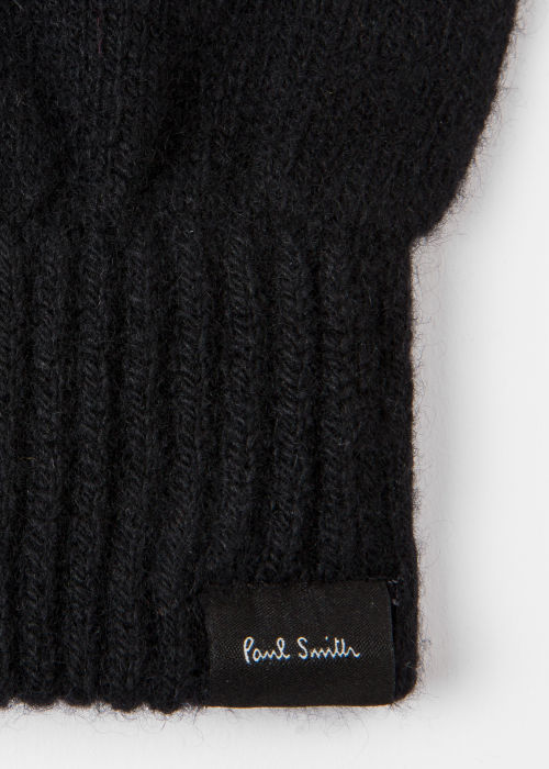 Men's Black Cashmere And Merino Wool Gloves by Paul Smith