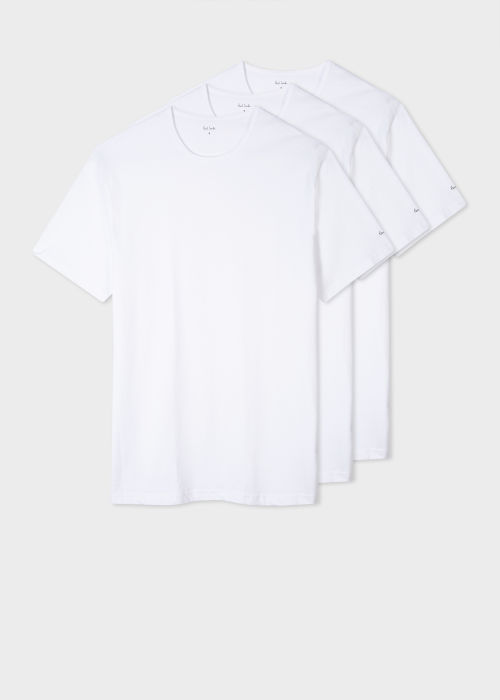 Front view - White Cotton T-Shirts Three Pack Paul Smith