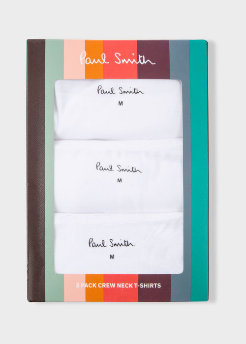 Box view - White Cotton T-Shirts Three Pack Paul Smith