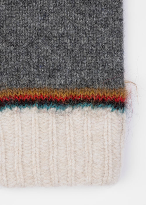 Product view - Grey 'Signature Stripe' Intarsia Lambswool-Mohair Gloves Paul Smith