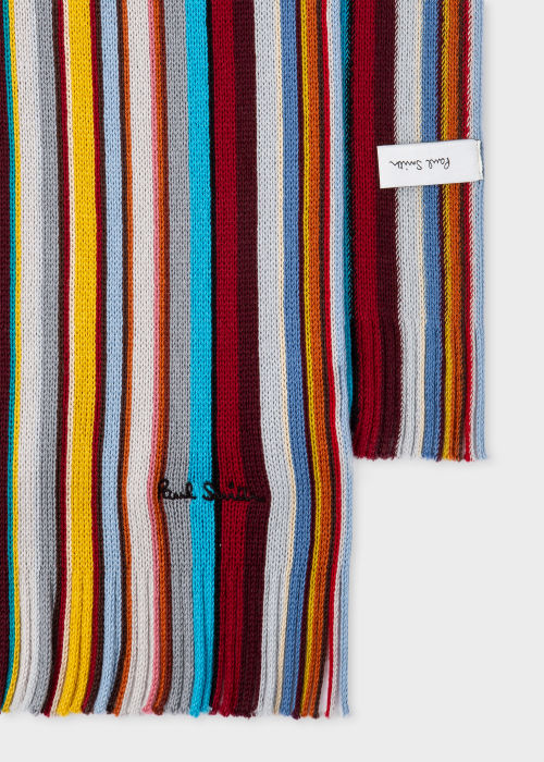 Hem view - Men's 'Signature Stripe' Wool Scarf Paul Smith