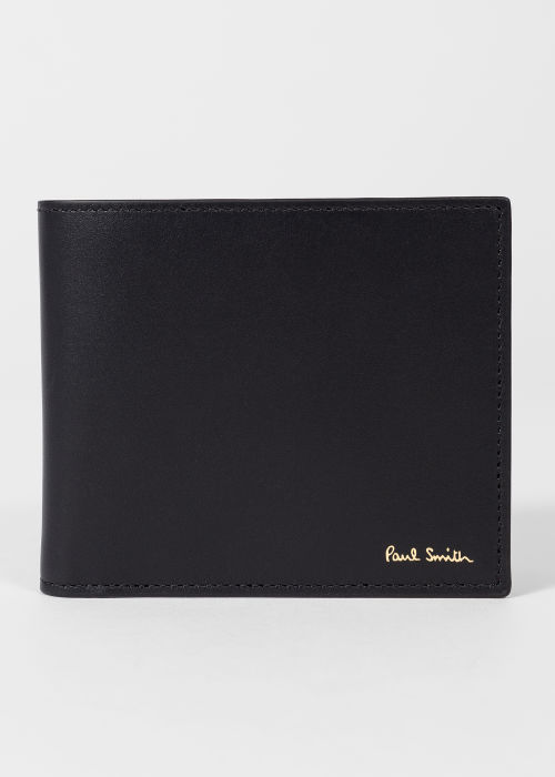 Black Leather Signature Stripe Interior Billfold Wallet