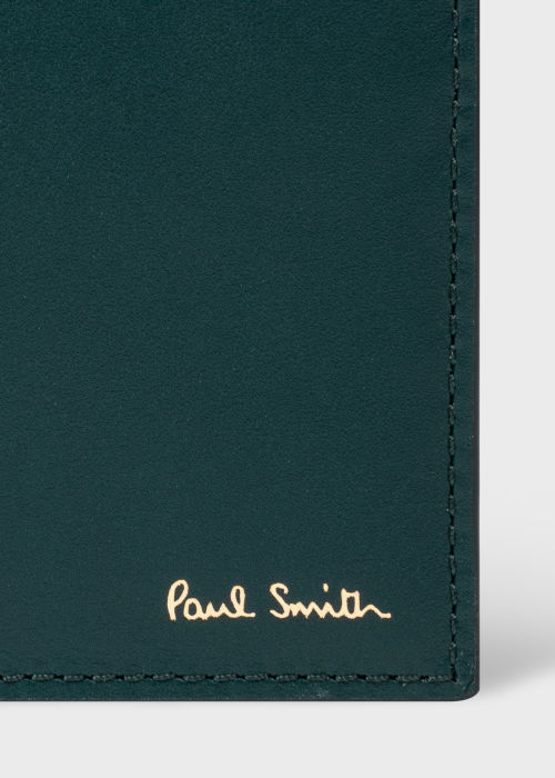 Product View - Men's Dark Teal Leather Signature Stripe Interior Billfold and Coin Wallet Paul Smith