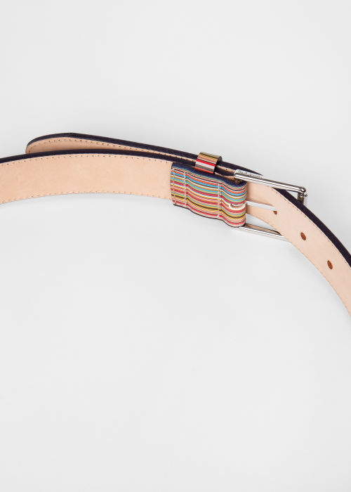 Men's Embossed Signature Stripe Leather Belt
