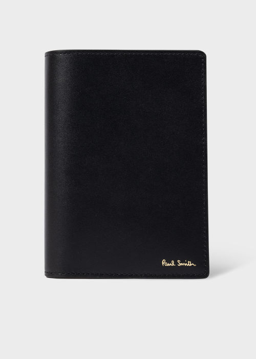 Black Leather Signature Stripe Interior Passport Cover