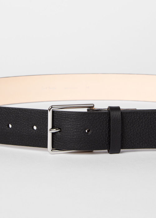 Detail view - Black Grained Leather Signature Stripe Belt Paul Smith
