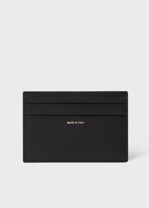 Detail View - Black Leather 'Signature Stripe Block' Credit Card Holder Paul Smith