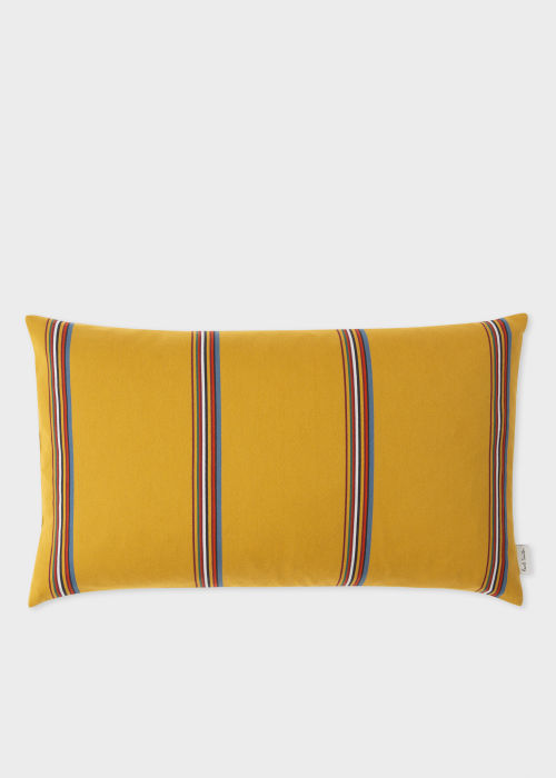 Front view - Mustard 'Signature Stripe' Bolster Cushion Paul Smith