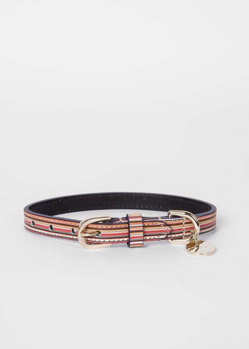 Signature Stripe Calf Leather Small Dog Collar by Paul Smith