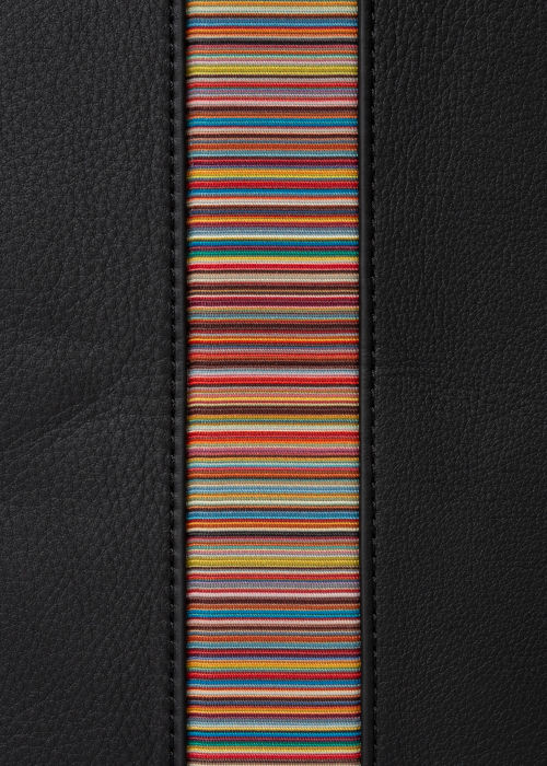 Detail view - Men's Black Leather 'Signature Stripe' Backpack Paul Smith
