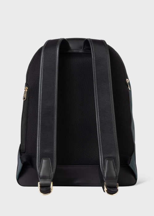 Product view - Men's Petrol Blue Leather 'Signature Stripe' Backpack Paul Smith