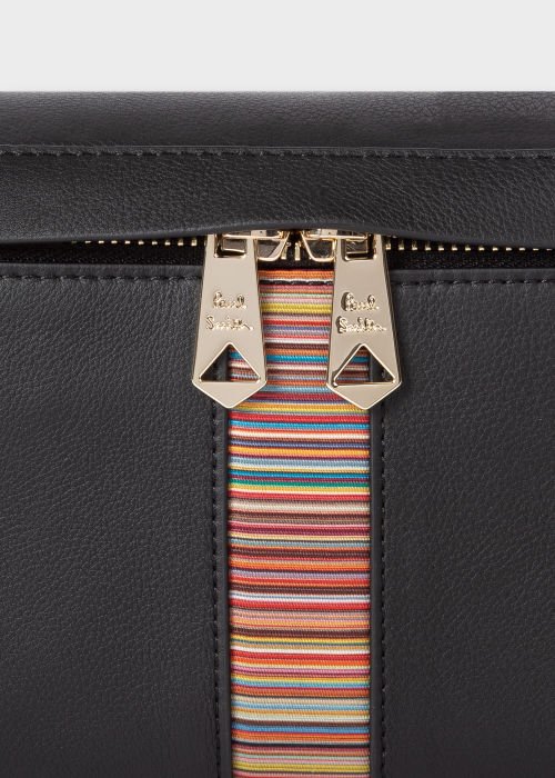 Detail view - Black Leather 'Signature Stripe' Bum Bag Paul Smith