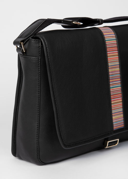 Detail view - Black 'Signature Stripe' Messenger Bag Paul Smith