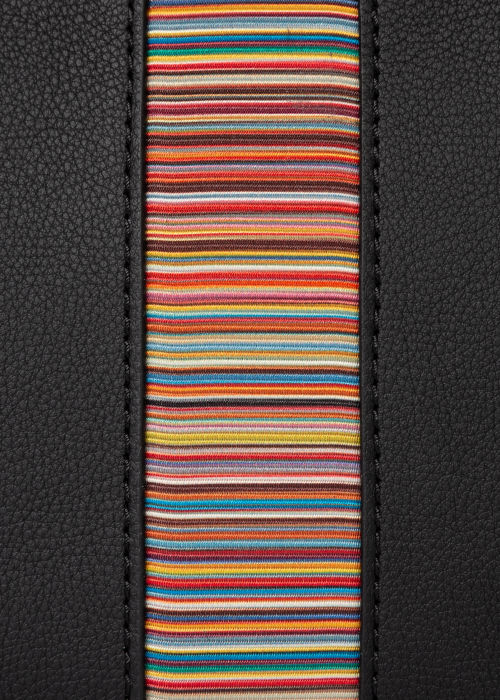 Detail View - Black Cross-Body Bag With 'Signature Stripe' Panel Paul Smith