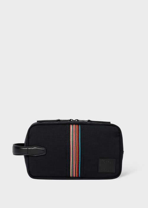 Product View - Men's Black 'Signature Stripe' Wash Bag Paul Smith