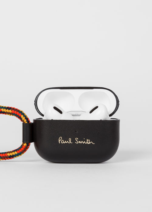 Paul Smith X Native Union - Black Leather AirPod Pro Case With Rope Lanyard