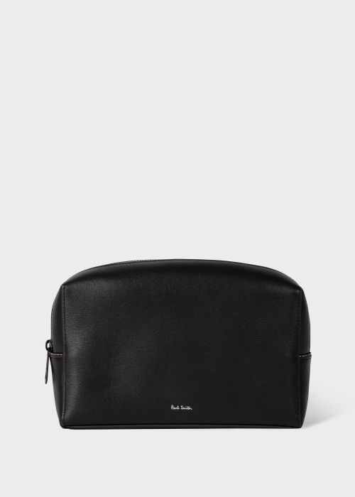 Product View - Men's Black Leather Signature Wash Bag Paul Smith