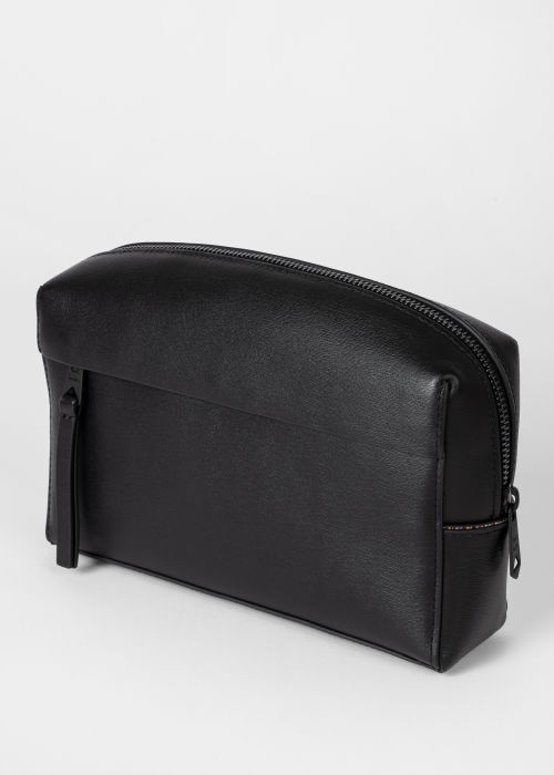 Product View - Men's Black Leather Signature Wash Bag Paul Smith