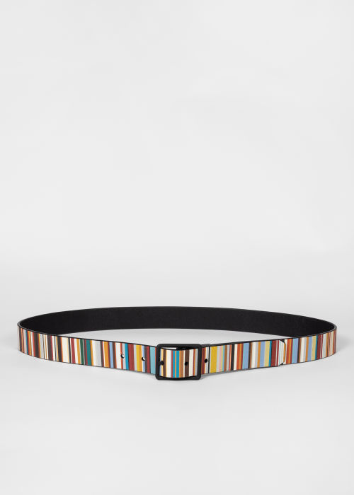 Product View - Men's Leather Reversible Signature Stripe Belt Paul Smith