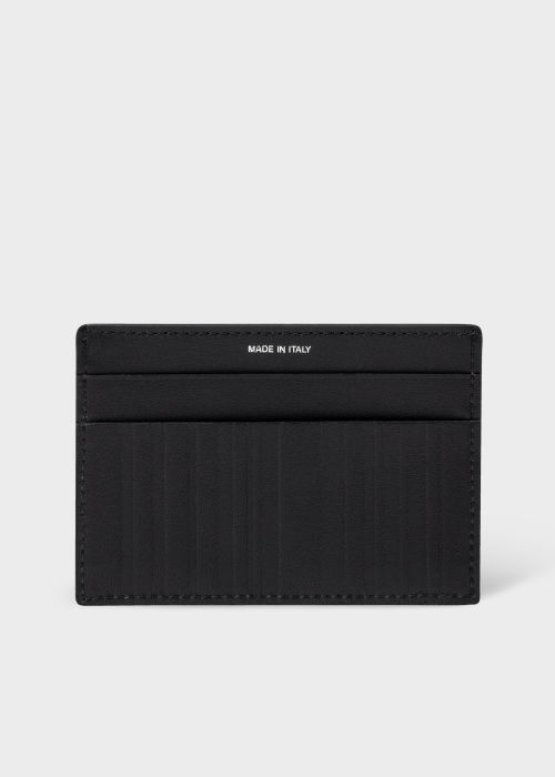 Detail View - Black Leather 'Shadow Stripe' Credit Card Holder Paul Smith