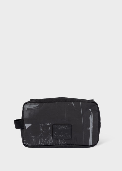 Front View - Black 'Photograph' Washbag Paul Smith