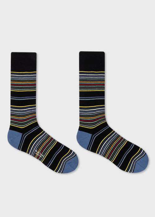 Men's Black and Blue Multi-Stripe Socks
