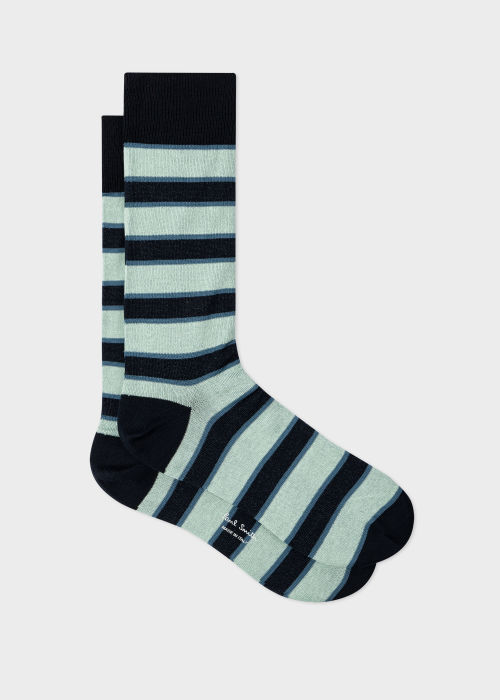 Dark Navy And Light Blue Painted Stripe Socks