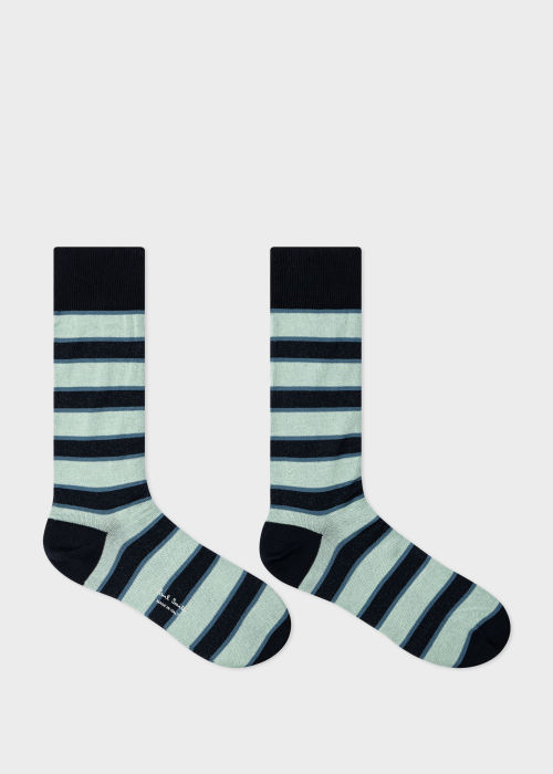Dark Navy And Light Blue Painted Stripe Socks