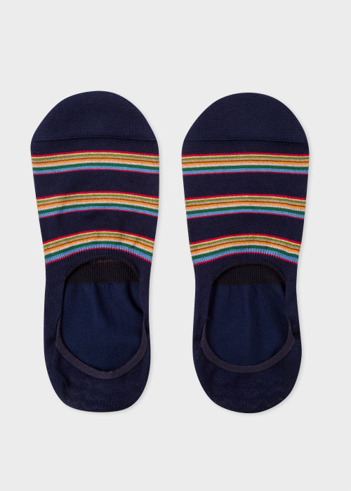 Men's Navy Multicolour Block Stripe Loafer Socks