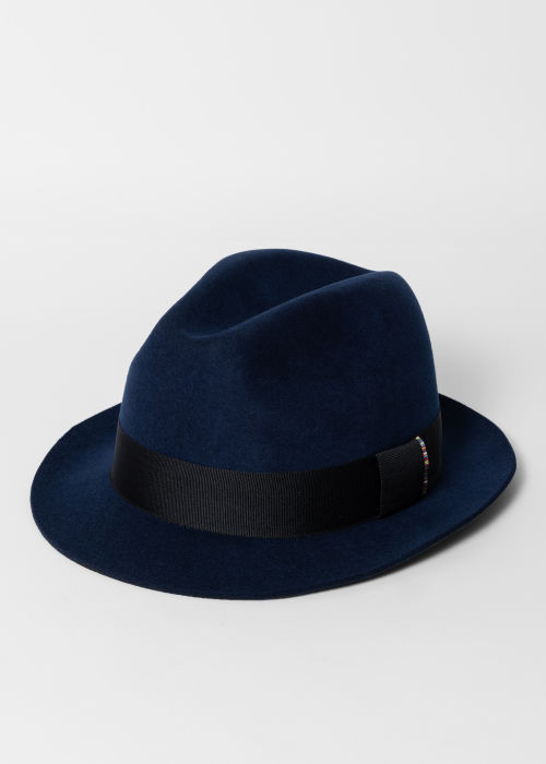 Product view - Men's Navy Wool Trilby Hat Paul Smith