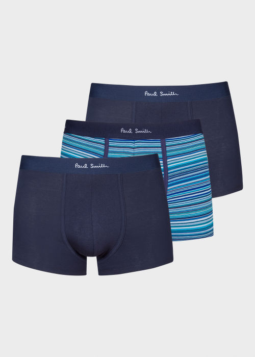 All pairs - Men's Navy Mixed Stripe Boxer Briefs Three Pack Paul Smith