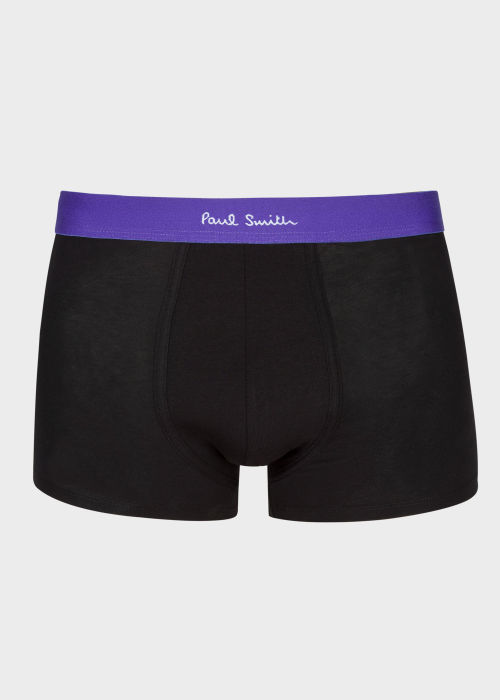 Purple waistband view - Men's Black Boxer Briefs Five Pack Paul Smith