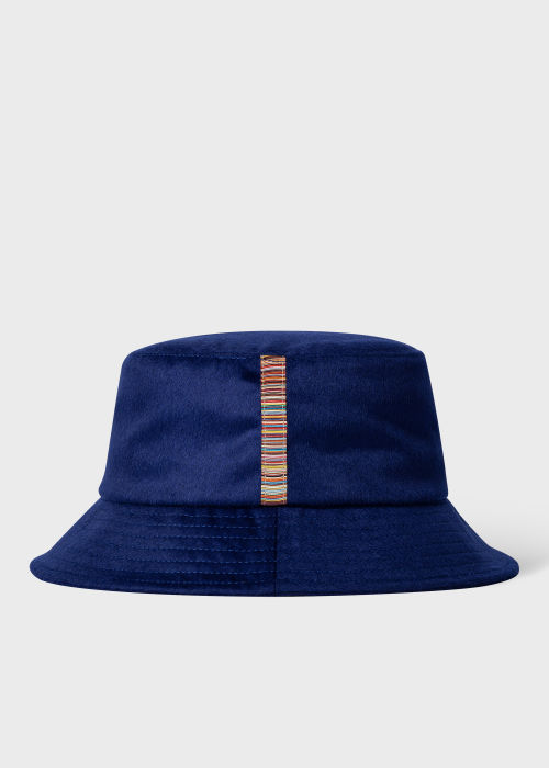 Front View - Bright Blue Cashmere-Blend Bucket Hat Paul Smith